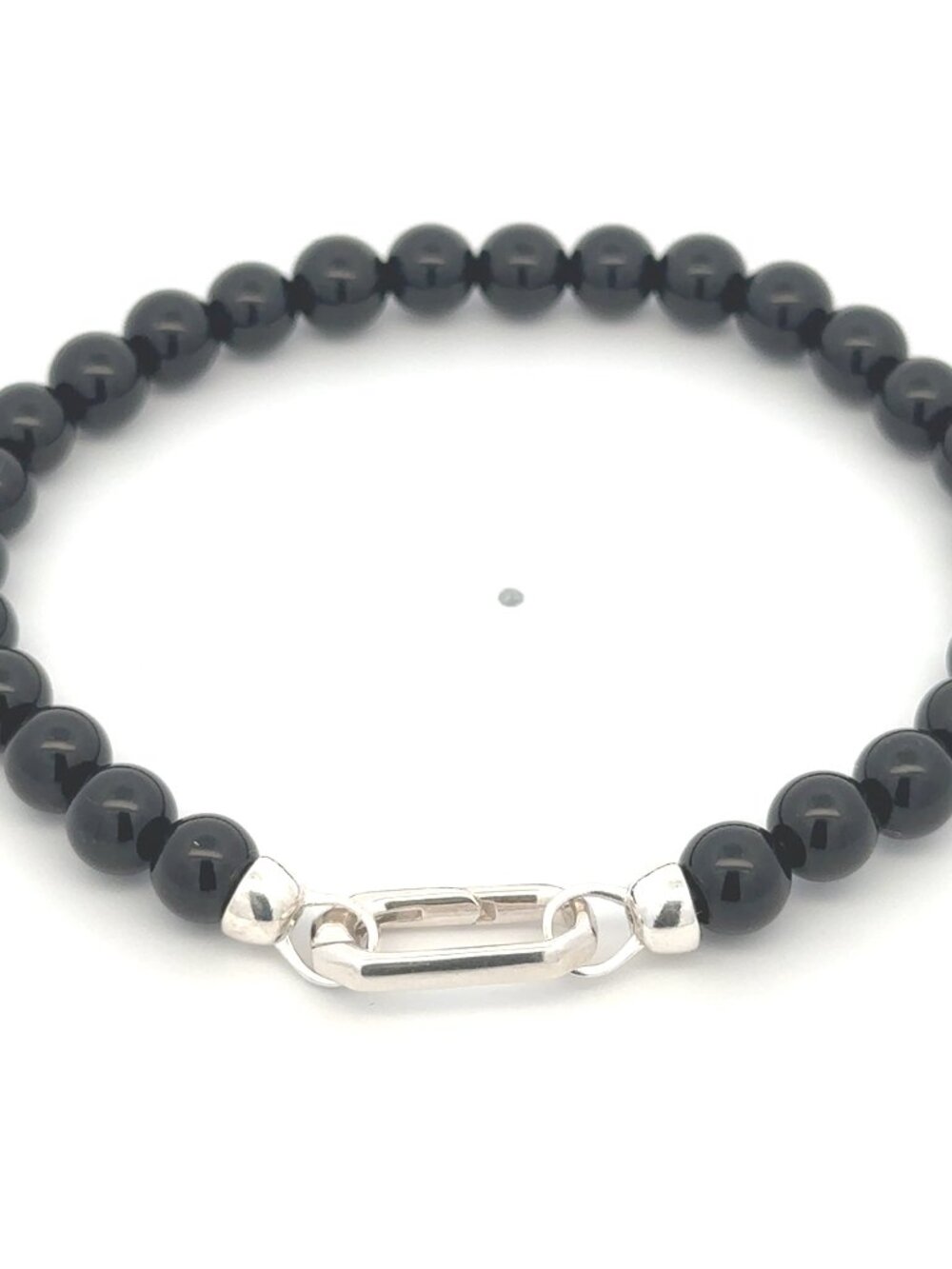 Sterling Silver Modular Gemstone Bracelet Natural Onyx Detachable Gate Clasp